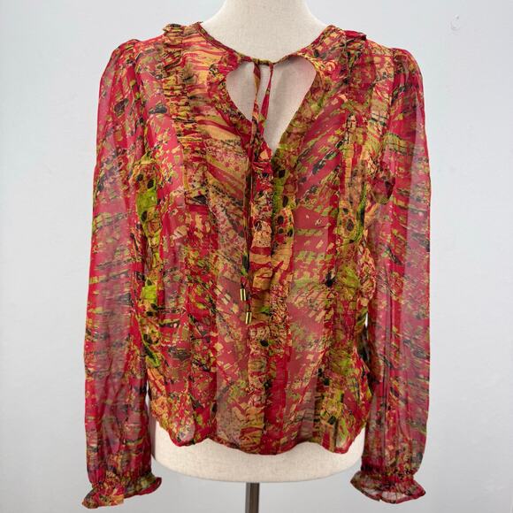NWT Walter Baker Anthropologie Sheer Long Sleeve Top Blouse Casual Artsy Boho M - Picture 1 of 8